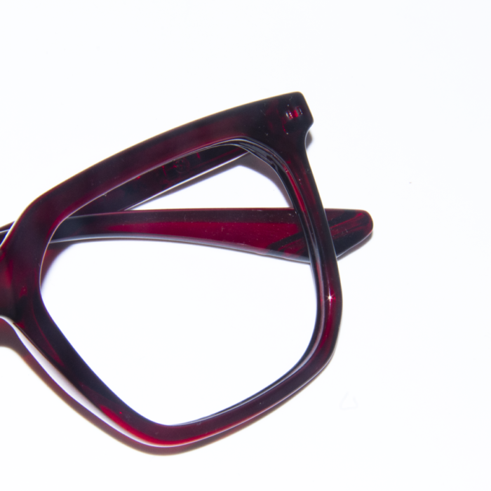 Red Transparent Full Rim Square Eyeglasses